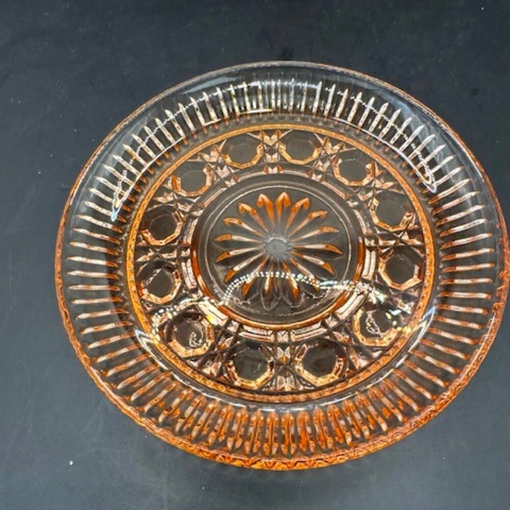 Vintage Pink Depression Glass Plate (1960's) Measures 6 1/2 inches